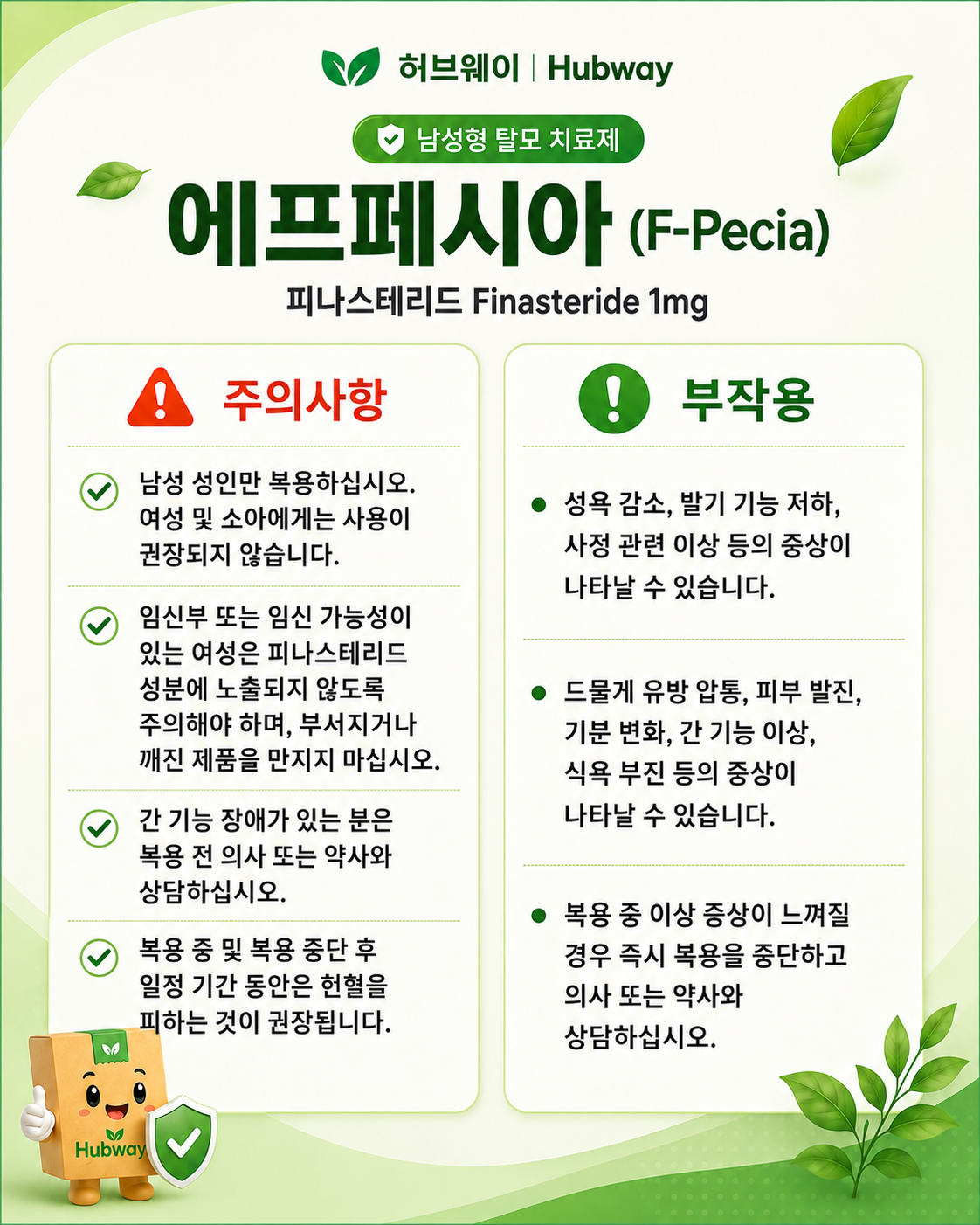 에프페시아 (피나스테리드 finasteride 1mg)